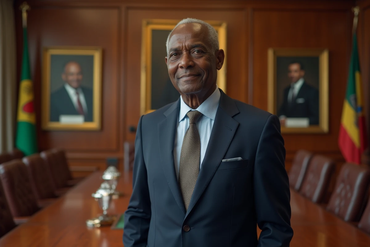 Portrait d'un dirigeant africain en costume lors d'une réunion officielle de l'Union africaine